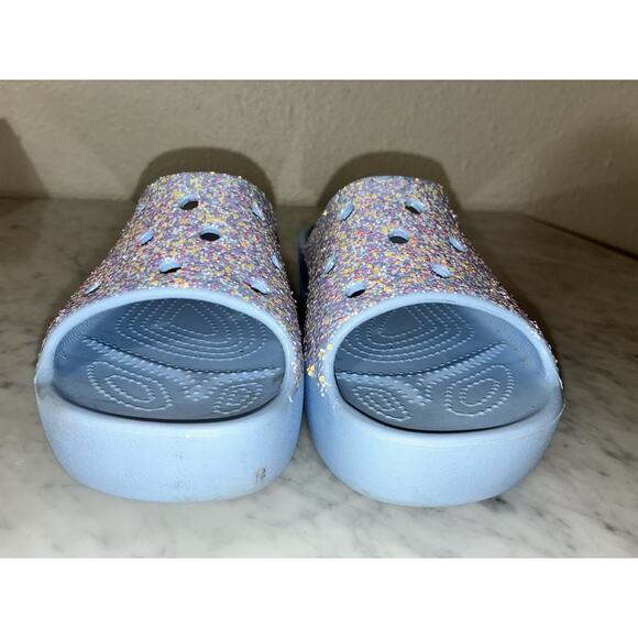 Crocs Women’s 9 Platform Slip On Moon Jelly Blue Glitter Excellent - Picture 7 of 14